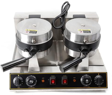Piastra per waffle con rivestimento antiaderente, pressa per panini per uso domestico e commerciale, stampo per hamburger, macchina per hamburger antiaderente per gelato da 1300 W, doppia