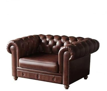 Kleine Sofas Echtes Leder Holz Retro Wohnzimmer Sofa Stuhl Doppel Sitz Top Schicht Home Freizeit Sofa Sofa fürs Schlafzimmer(S)