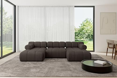 ALTDECOR Modulares Sofa Ecksofa in U-Form Corner modular Sofa Eckcouch Couch Wohnlandschaft Cauchsofa Polstersofa Tesso-U1-285x160x70 cm Braun