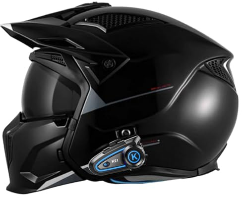 Motorcycle Jet Helmet with Visor ECE 22.06 Approved Full Face Motorcycle Crash Helmet Integral Motorcycle Helmet for Men and Women D,L/(54~56cm)