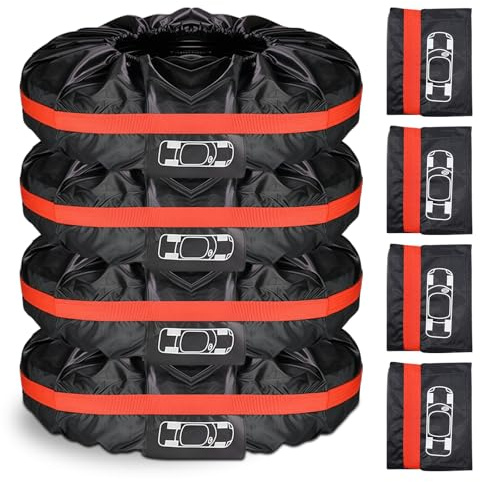 4 Stück Reifentüten Set: Waterproof Staubdicht Auto Reifentasche Reifen Schutz für Reifen bis 19-23 Zoll, Reifenschutzhülle Reifensäcke Ersatz Reifenhülle Aufbewahrung für Reifentasche (Rot)