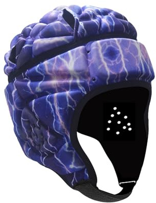Casco da rugby regolabile per bambini, morbido, traspirante, con sottogola