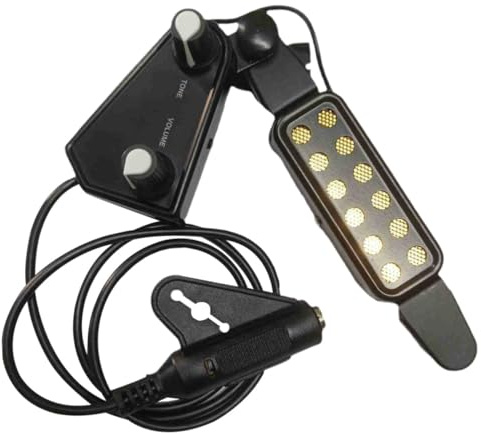 TOPBATHY Akustikgitarre Tonabnehmer aus Metall mit 6,35-mm Buchse Hochsensibler und Einfach zu Bedienender Pickup für Anfänger und Professionelle Gitarristen Schwarz