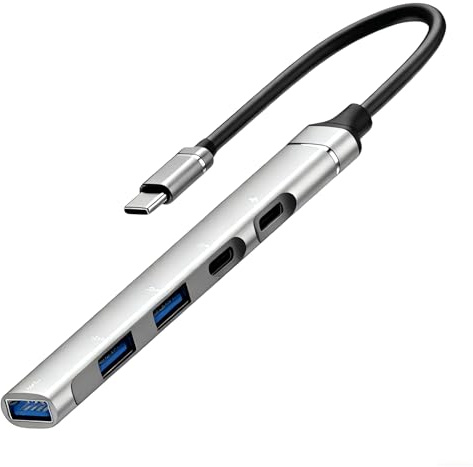 Ddujbtp 5 In 1 Hub USB C Con Ricarica Multiplo Porta Adattatori Portatili In Lega di Alluminio Per Laptop Tablet Telefono Portatile USB C Hub Con PD Veloce