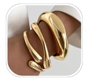 MIYUEFAN 3 Pezzi Bracciale Donna, Bracciali Impilabile Oro 14K Rigido Vintage in Metallo, Gioielli Natale Compleanno Regali (Oro)