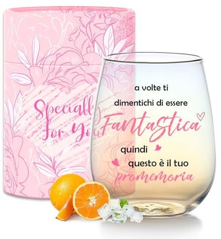 Regalo Donna Compleanno Calici Vino Idee Regalo Amica Collega Bicchieri | Acqua Vetro Regalo San Valentino Festa Della Mamma Maestre Fine Anno Tazza Personalizzata Regalo Natale Donna Originale Utile