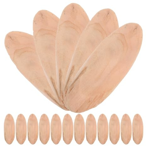 Healvian 20Pcs Natural Driftwood Oval Wood Chips for DIY Crafts Woodworking Board Docking Hardwood Biscuits Wooden Shapes for Vase Filler and Aquarium Decoration
