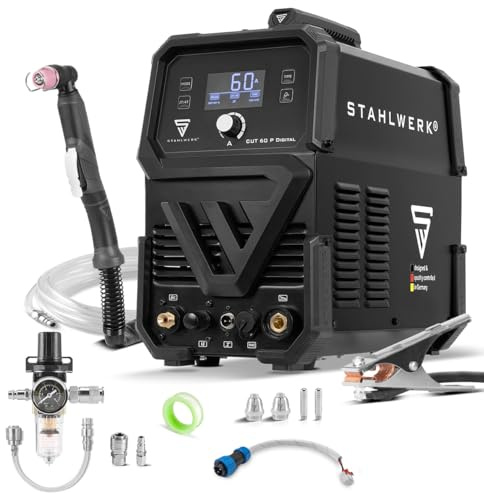 STAHLWERK Tagliatrice al plasma CUT 60 P Digitale – Tagliaplasma da 60 A, capacità di taglio fino a 20 mm, Inverter con HF Pilot, interfaccia THC per controllo altezza CNC