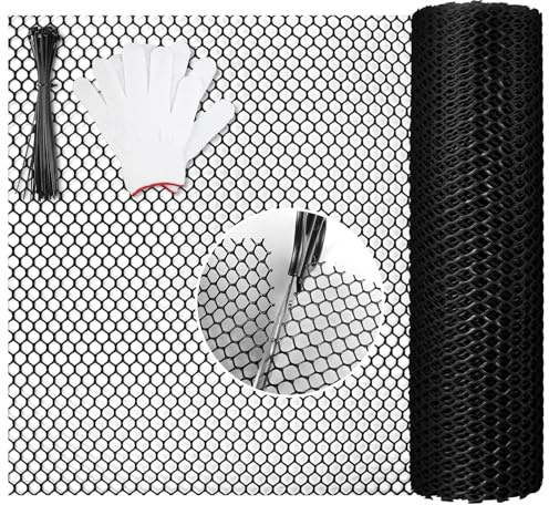 3m Chicken Wire Mesh Roll Coastal-Grade Durability for Home and Garden Fencing Chicken Wire Plastic Mesh Fencing Weather-Resistance for Planting,Garden Netting Mesh&Chicken Pet Fence(Black)