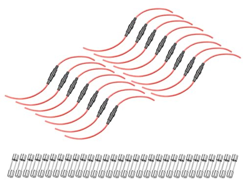 QUARKZMAN 15 Stück 5x20mm Sicherungshalter Kunststoff, 250V 10/15A Schraubverschluss Feinsicherungshalter 16 AWG mit 10A Glassicherung