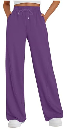 Pantalones deportivos de cintura alta para mujer, tela de poliéster, diseño de color sólido con prácticos bolsillos, para uso diario, viajes, salidas de fin de semana y estilo de temporada, fácil de