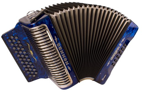 Hohner Corona Xtreme II 34-button Akkordeon, GCF, Perle blau