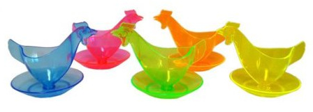 Sonja PLASTIC Eierbecher Huhn in Leuchtfarben Sortiert 5er Set, Hühnereierbecher