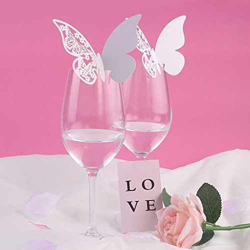 Benbilry, 50 segnaposto a forma di farfalla, segnaposto per matrimonio, compleanno, festa, battesimo, vetro, decorazione natalizia