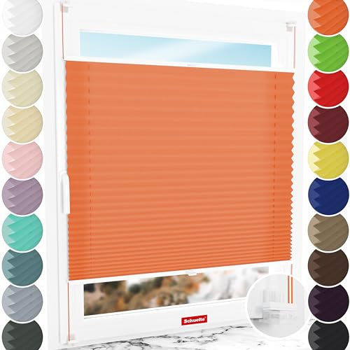 Schuette® Plissee ohne Bohren ● Premium Kollektion: Sunset (Orange) ● 40x120cm (Breite x Höhe) ● Suprafix Faltrollo Klemmfix 2.0 Rollo ● 60 Sekunden Plisseerollo Montage inkl. Video