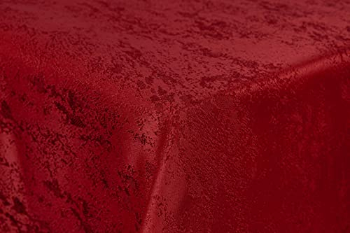 First-Tex Tischdecke Damast Jacquard Brilliant Meliert 90x90 in rot mit gerade Saumkante