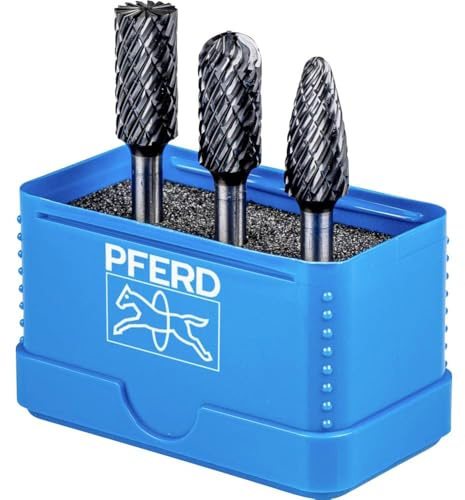 PFERD TOOLS HM-Frässtift-Set, 3-teilig, Zahnung ALLROUND, HICOAT-Beschichtung, Schaft-ø 6 mm, Frässtift-ø 12mm, verzahnte Länge 25mm, 21901415 – für den Einsatz auf den wichtigsten Werkstoffen