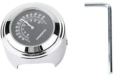 Aramox Thermomètre de Montage de Guidon, Accessoires de thermomètre de température de Montage de Guidon de Moto étanche en Aluminium de 22-25 mm(Noir)