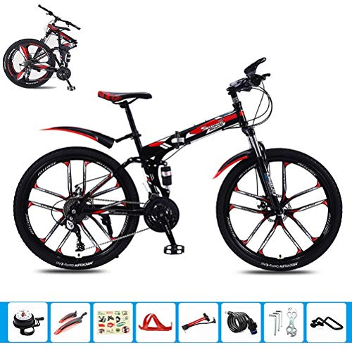 MTTKTTBD Mountainbikes Faltbares Leicht Faltrad mit Doppelte Stoßdämpfung,Quick-Fold-System 26 Zoll 21 Speed Klappfahrrad Folding City Bike mit Gabelfederung