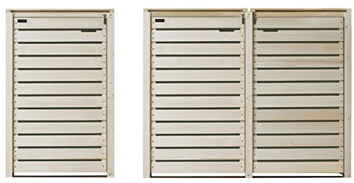 Mülltonnenverkleidung Holz 120L - 240L Natur mit Rückwand vormontiert Müllcontainer Mülltonnenschrank Mülltonne Mod.Hamburg (3 Tonnen)