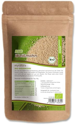 Mynatura Bio Weißmohn I Mohn I Weiß I Zum Backen und Kochen I Pflanzlich I Naturprodukt I Backwaren I Desserts I Beutel (1000g)