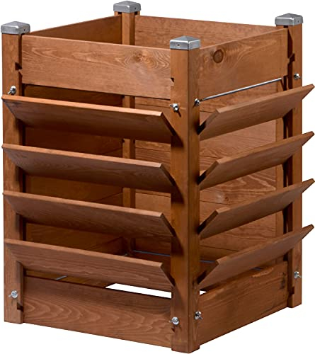 dobar 56235FSC - Fioriera rialzata e compostiera multifunzione 3 in 1, 64,5 x 64,5 x 75,5 cm, in pino marrone