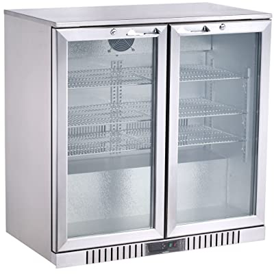 METRO Professional Frigo Vetrina per bevande con porta in vetro, 90 x 53 x 86.5 cm, acciaio inox/vetro, raffreddamento ad aria (Argento, 198 L)