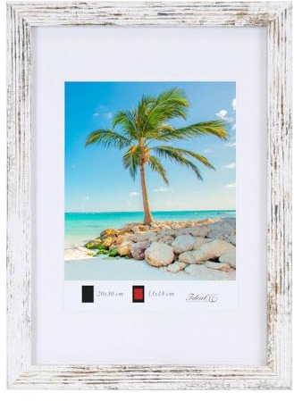 Holz Bilderrahmen Plexi Lifestyle Foto Rahmen Collage Wanddeko Poster HR25: Farbe: Shabby Weiß | Format: 40x50