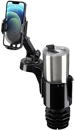 JOYTUTUS Cup Holder Phone Mount for Car, Car Cellphone Large Adapter Long Arm with 360 Degree Rotation, Compatible iPhone, Samsung & All Smartphones,Black,1 Pack