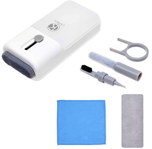 Camkix Kit de Limpieza de Electrónicos 6 en 1 - Sacateclas, Esponja Flocada, Plumilla, Paños de Limpieza - Teclados, Auriculares, Prótesis Auditivas - Limpiador para Teléfonos Inteligentes, Laptops