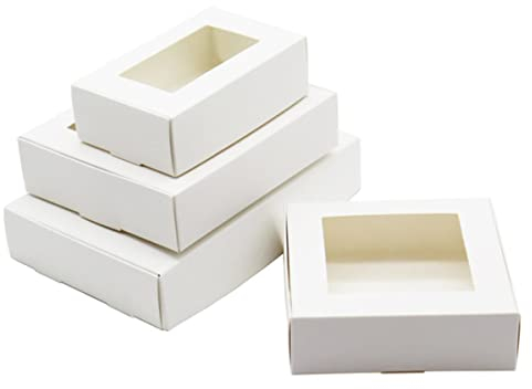 50 Teile/los Handwerk Geschenkkarton Fenster Stil Kraftpapier Farbe Pralinenschachtel Weiß Hochzeit Verpackung Box-50pcsBoxAnd50pcsTags,10x10x3cm