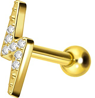 PIERCINGLINE Titan Ohrpiercing BLITZ + EINGEFASSTE KRISTALLE Piercing Schmuck Ohr Stecker Helix Farbauswahl