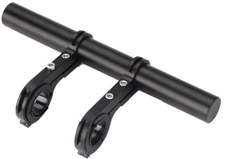 Ezweiji Fahrrad Lenker Erweiterung, Durchmesser von 25,4-31,8 mm Fahrradlenker verlängerung mit Zwei Schwarze Lenkerhalterungen Halter für Taschenlampe Smartphones GPS-Geräte (Schwarz)