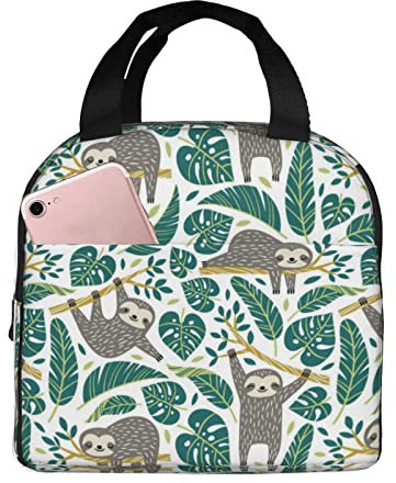 XVBCDFG Adorable bolsa de almuerzo con perezoso para oficina al aire libre, papel de aluminio portátil, aislamiento grueso y bolsa Bento para mantener fresco