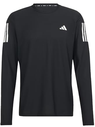 adidas För Män Own the Run Long Sleeve Tee, Black/White, L