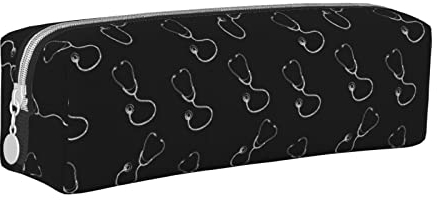 SJOAOAA Federmäppchen für Krankenschwestern, medizinisches Thema, mit Reißverschluss, Leder, Stifteetui, Organizer, Kosmetik, Make-up-Tasche, Aufbewahrungstasche, weiß, Einheitsgröße, Federmäppchen