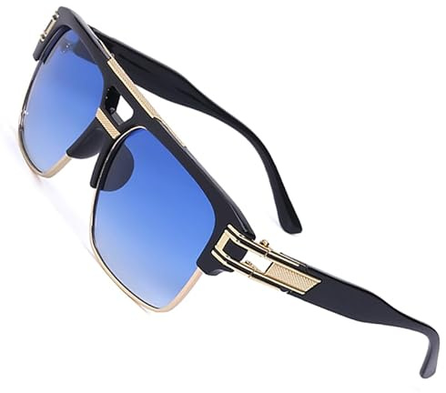 SHEEN KELLY Retro Übergroße Pilotensonnenbrille für Männer Frauen Gold Metallrahmen Quadratische Sonnenbrille