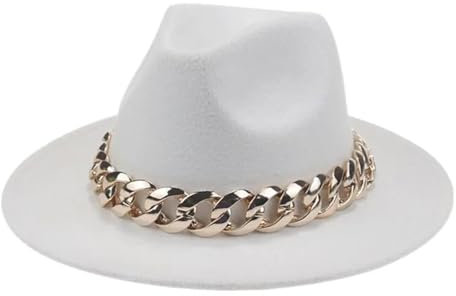 FULUJIDI Fedora Trilby Filzhut Hut Frauen Hut Breite Krempe Dicke Hüte Für Männer Frauen Panama Cowboy Hut Fedora Hüte 60-62Cm(XL) Weiß