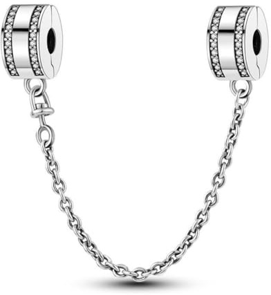 Wedanor Damen Minimalistischer runder Sicherheitskettenclip Charm Anhänger für Armband 925 Sterling Silber Geburtsstein Charms Beads