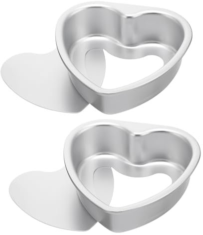CIYODO 2pezzi Stampo Per Dolci Forma a Cuoricino Teglia Per Dolci Con Base Estraibile Stampo Per Torte in Alluminio Teglia Per Cheesecake Per Biscotti