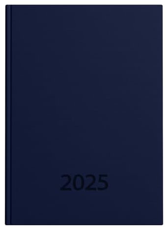 Idena 11155 - Taschenkalender DIN A7 2025, 1 Woche auf 2 Seiten, Terminplaner mit Balaton Einband in Blau und Eckperforation