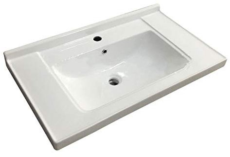 Haushaltskeramik Halbeinbauwaschbecken Einseitiges Mittelwaschbecken Quadratisches Waschtischunterschrankwaschbecken Ohne Wasserhahn(60cm)