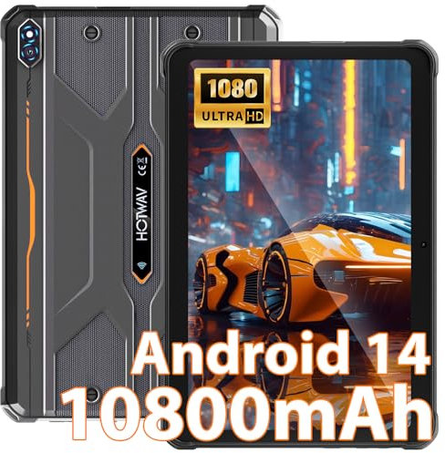 HOTWAV R8 2024 Rugged Tablet 10.1 pollici Android 14 Tablet PC Robusto 10800mAh, 12GB+128GB Octa-core 1TB Espandibile IP68/69K Tablet Impermeabile 13MP 4G Dual SIM 5G WiFi Face ID/OTG/GPS