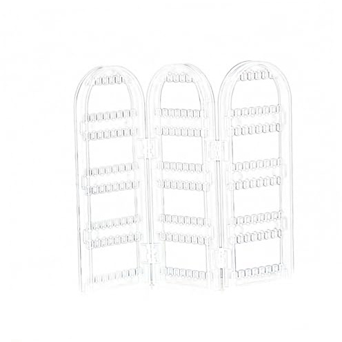 OKUMEYR Espositore Porta Orecchini in Plastica Trasparente Struttura a Tre Parti, Organizer Salvaspazio Pratico e Design Elegante per Esposizione e Conservazione Gioielli