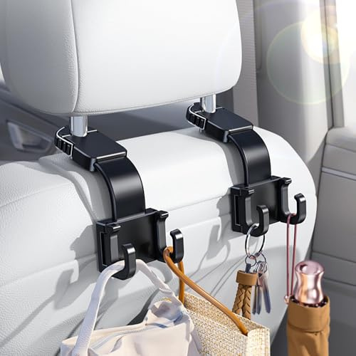 PANPHEN Adjustable Car Seat Headrest Hook, Folding Storage Hanger, Organizer for Purses, Bags, Clothes, Water Bottles - 1 Pack