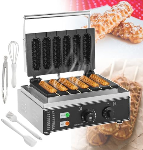 pealiritansemen Electric Nonstick Corn Dog Maker, Hot Dog Sticks Waffle Sticks Making Machine, Thickened Aluminum Casting Mold, Double-Sided Heating, 0-5 Min Timing