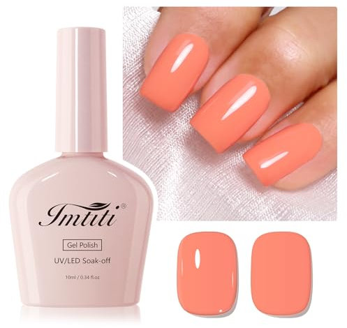 Imtiti Light Coral Gel Nail Polish, 1Pcs Coral Pink Soak Off UV LED Gel Polish, Long Lasting, Nail Art Manicure Salon DIY at Home for Spring and Summer (0.34 Fl Oz-956)