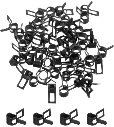 sourcing map 50 Pcs Fuel Line Clamps Spring Band Hose Clamps, 6mm Silicone Air Tube Vacuum Hose Water Pipe Low Pressure Clamps Assortment Kit, Black