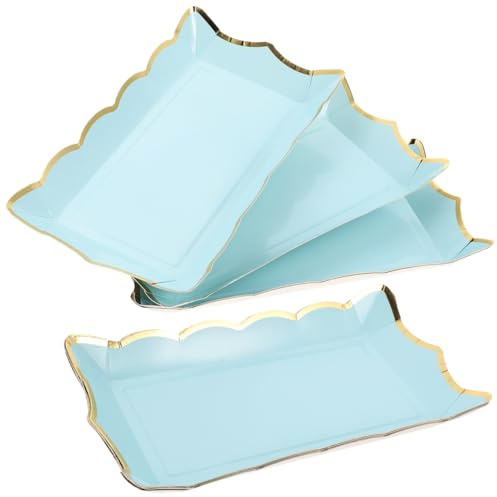 Ciieeo 4pcs Rectangle Paper Disposable Serving Trays and Platters, Party Serving Trays and Platters for Fruit, Cookie and BBQ, Food Safe, Elegant Pack for Parties and Gatherings