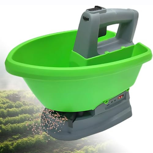 GHRERTX 3L Handheld Power Seed Spreader, Handheld Lawn Feed Spreader with 7 Speeds Adjustable, Built in 2000mah Battery, Handheld Fertiliser Spreader Widest Spreading Range 140°